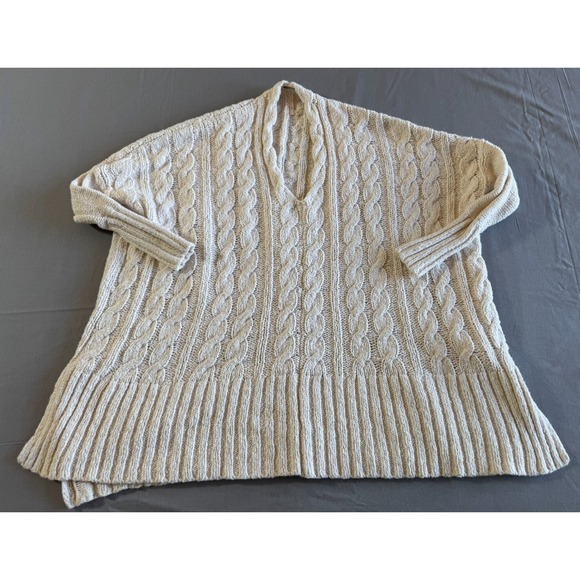 Free People Sweater Small Petite Chunky Cable Knit Pullover Cream‎ - Picture 1 of 11